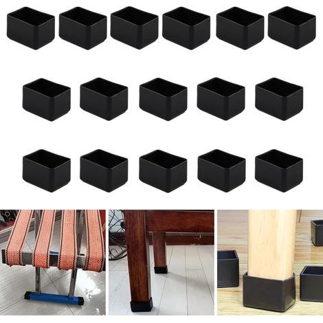 Lot de 16 Protections Pieds Chaise, Silicone Noir 20x30mm, Anti-Rayures Sol Bois (1/5)
