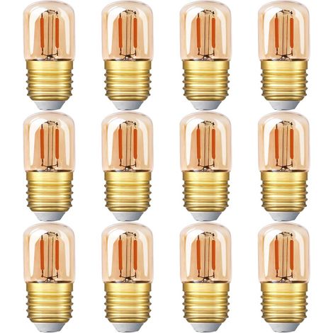 Mini-Röhren-LED-Glühbirne, 1 W, T28, Edison-LED-Glühlampe, E27-Schraubsockel, 2200 K, superwarmweiße Glühbirne für dekorative, nicht dimmbare (Bernsteinglas), 220 V, 12er-Pack [Energieklasse A++] (1/5)