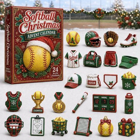 Calendrier avent sport 2026 2D softball Noël boîte surprise colle