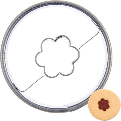 Tagliabiscotti in acciaio, cerchio, fiore, 4,5 cm (1/5)