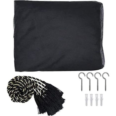 Baldaquin de lit 4 moustiquaire d\'angle Rideaux de lit à baldaquin noirs Rideau de lit suspendu pour la plupart des tailles de lit Si (1/3)