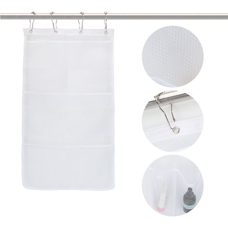 Adapté aux douches de salle de bain, ce porte-manteau mural en polyester à mailles et à 6 poches est un accessoire de salle de bain. (1/4)