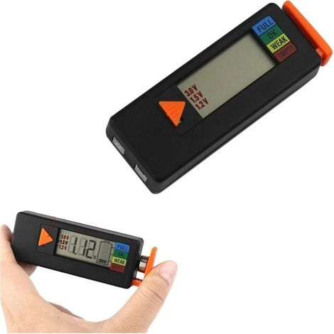 Digital Battery Tester with LCD Display, Power Detector for AA AAA 9V Batteries, Range 1.5-9V, Portable Pocket Size (Black) (1/4)