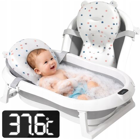 Bañera plegable para bebés con termómetro LCD y almohada. (1/5)