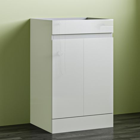 Freestanding Bathroom Vanity Unit without Basin Flat Pack - Gloss White 500mm