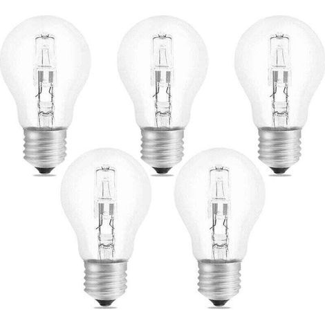Ampoule Halogène E27 42W Dimmable Blanc Chaud 2700K 650LM Transparent pour Plafonnier Lampe Bureau Lot de 5 (1/5)