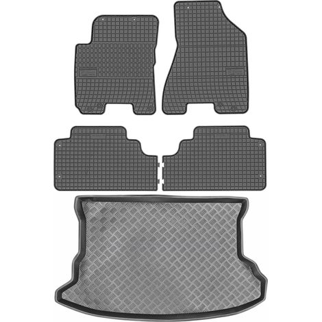Ensemble de tapis de sol en caoutchouc pour Kia Sportage II SUV (2004-2010) + tapis de coffre (1/5)