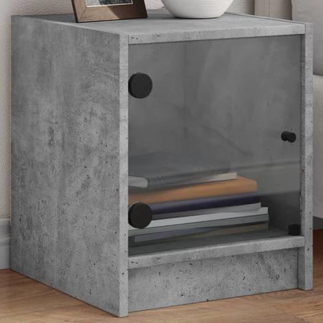 Lot de 2 Tables de chevet, Tables d'appoint, Tables de nuit et portes vitrées gris béton 35x37x42 cm FR189043 DESIGN IN (1/5)