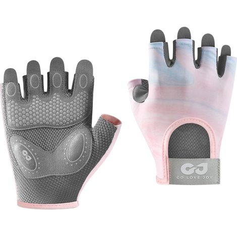 Gants de cyclisme femme - Taille S - Largeur de la paume : 8,5 cm - Longueur : 14 cm - Gants de fitness et de musculation - Demi-gants pour exercices de musculation - Gants de sport - Résistants à l'a (1/5)