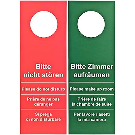 Lot de 50 Plaque de porte Ne pas déranger de faire la Chambre Rouge/Vert Grand modèle 28 cm de longueur (1/3)