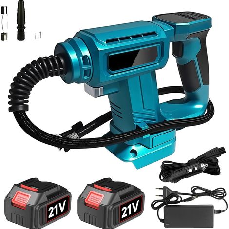 Compresor de neumáticos portátil, diseño inalámbrico, apagado automático inteligente, 2 baterías. (1/2)