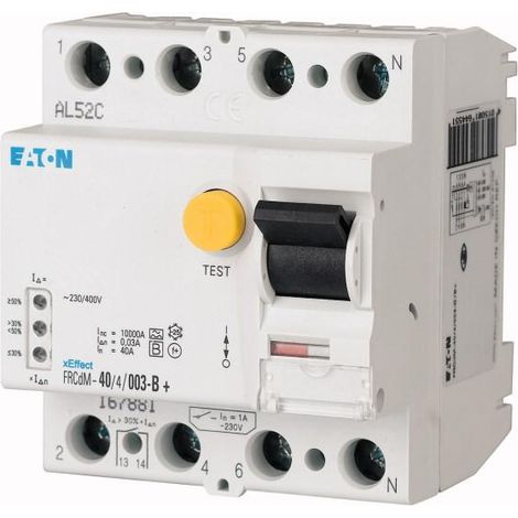Inter diff elec sensible à tous les courants 25A 4p 30mA type G/B 60Hz 000180418 EATON FRCDM 25/4/003 G/B/60HZ