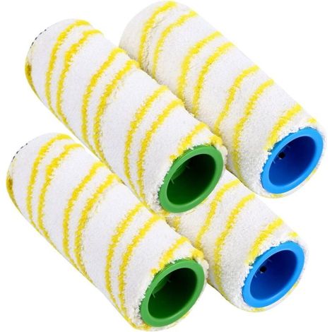 Rouleaux de remplacement Karcher FC7 FC5 FC3D FC3 – Lot de 4 pièces jaunes – Lavables en machine à 60°C – Nettoyage en profondeur (1/4)