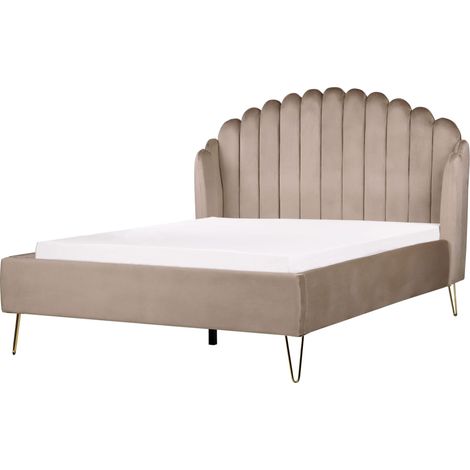 Bed Velvet AMBILLOU 140 x 200 cm (EU Double) Taupe