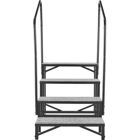 Mophorn Wohnmobiltreppe mit 2 Handläufen (4 Stufen), stabile Treppe mit 300 kg Tragkraft, Außentreppe mit rutschfester Matte Trittstufe für Camper, Mobilheim, Veranda, Pool und Spa (1/5)