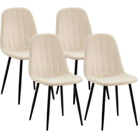4er Set Esszimmerstühle Baxter Samt creme (1/5)