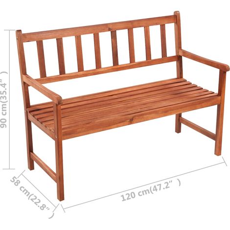 Panchina da giardino arredo esterno per patio arredo per terrazzo con cuscino 120 cm legno massello di acacia 020011368