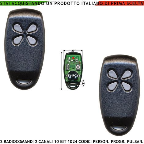 Radiocomando 2 Canali  2 Pezzi Freq. 433,92 MHzPotenza 5 mW Portata Aria Libera 60/100 MT Codice di Sicurezza 10 Bit Selezione da 2 Pulsanti Duplica i Telecomandi UM86409 o Emulatori Batteria CR2032 (1/3)
