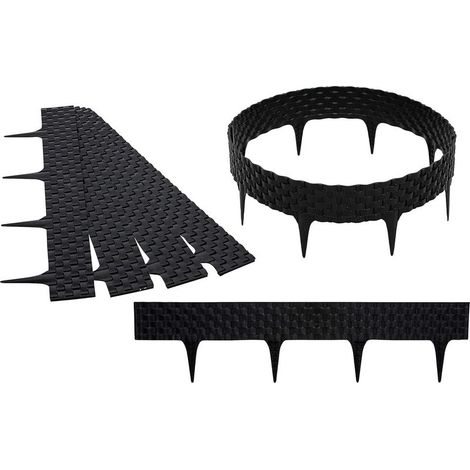 3,6m Bordure de Jardin Rebord de Jardin Palisade pelouse Parterre Aspect Rattan Noir (1/5)