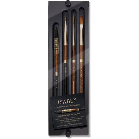 Coffret - 4 pinceaux - Aquarelle - Raphaël - Petit-gris Pur - Kolinsky - Syrus - Isaqua