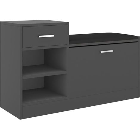 Panca Porta Scarpe Grigia 94,5x31x57 cm in Legno Multistrato vidaXL (1/5)