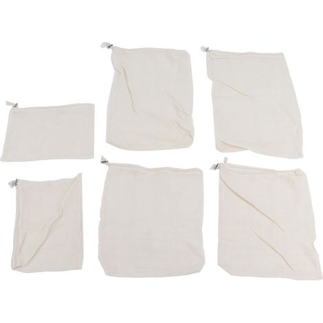 6 Sacs Filet Réutilisables pour Fruits et Légumes, Sachets en Maille avec Cordon (1/5)