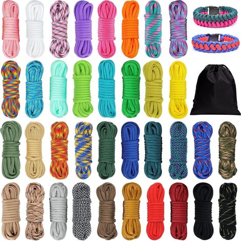 Kit de Corde Paracord 550 de 3 m en 36 Couleurs, Corde de Parachute de 4 mm 550 Paracorde en Nylon à 7 Brins pour Bracelet, Corde de Survie pour Camping en Plein Air, Porte-clés, Collier de Chien (1/5)
