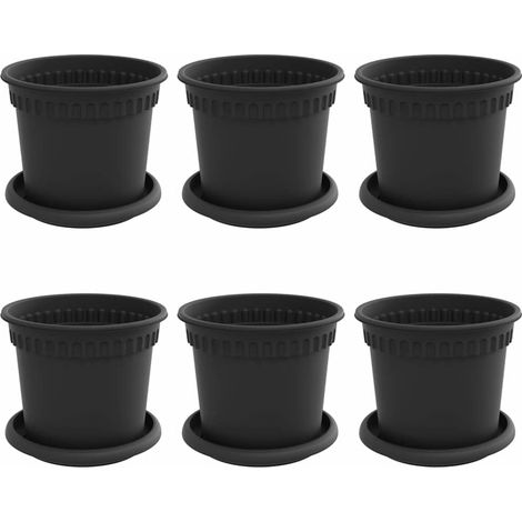 Maison Exclusive - Blumentöpfe 6 pcs Schwarz Ø 15 x 12 cm Kunstst