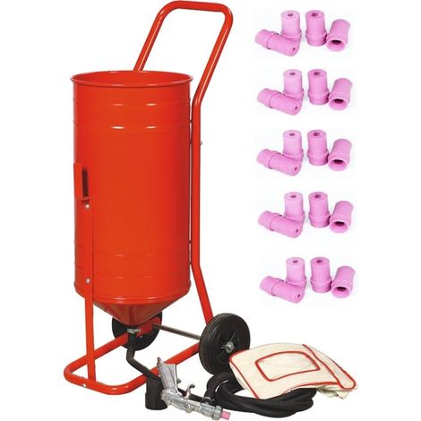 Sableuse Aérogommeuse mobile sur Roulettes 56,70L 90lb 41kg + 20 Buses