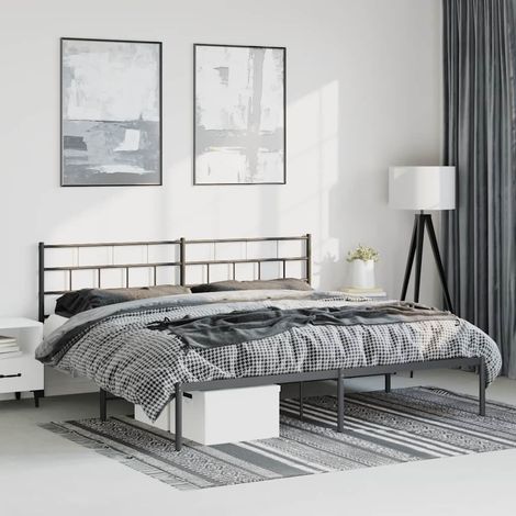 Estructura cama sin colchón con cabecero metal negro 183x213 cm vidaXL (1/5)