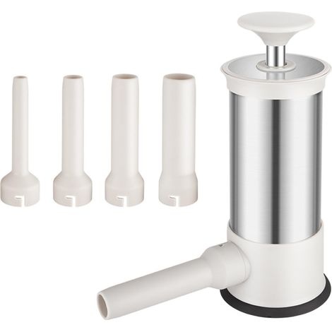 Machine de Remplissage de Viande Verticale en Acier Inoxydable avec Tubes Farce 4 Tailles pour la Fabrication Saucisses Faites Maison, capacité 3,3 Lb, Blanc et Argent (Tapez 1) (1/4)