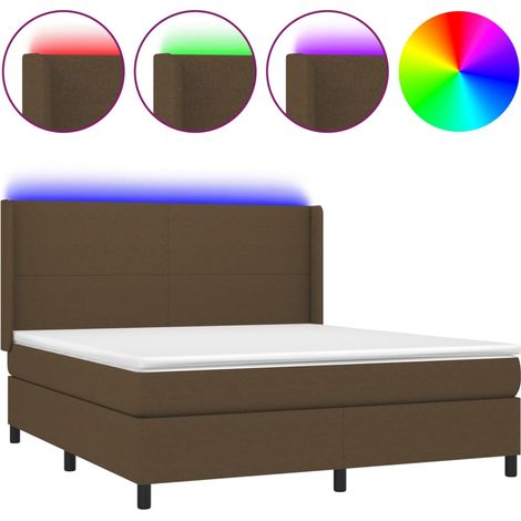 Sommier à lattes de lit matelas LED Marron foncé 180x200 (1/5)