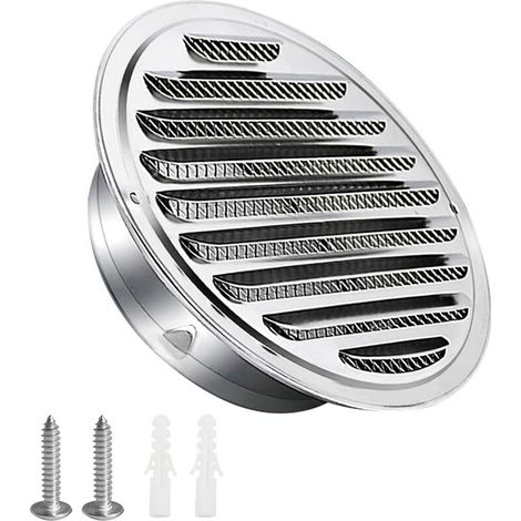 Griglia di ventilazione in acciaio inox 100mm con viti e tasselli Protezione dalle intemperie Lamelle con zanzariera e fibbia Griglia di scarico aria rotonda Vite e flangia Griglia Devenirr