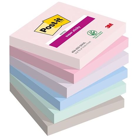 Post-It 7100259204 Carré Bleu, Vert, Gris, Rose, Violet 90 feuilles Auto-adhésif (1/5)