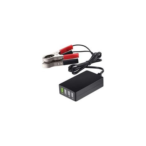 Chargeur portable CC avec clip de batterie, adaptateur multiport USB 4 ports 12 V/24 V vers 5 V, autres smartphones et tablettes