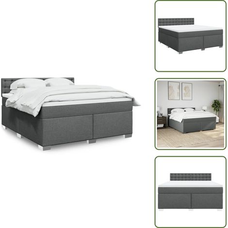 Sommier à lattes de lit avec matelas Gris foncé 180x200cm Tissu - Sommier À Lattes De Lit - Sommiers À Lattes De Lit - Lit - Meuble De Chambre À Coucher (1/5)