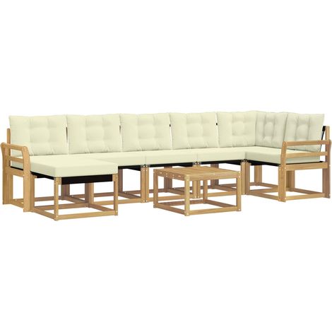 Outdoor Sofa Set 8 pcs White and Cream vidaXL