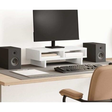 Support de moniteur blanc 50x27x15 cm bois d'ingénierie (1/5)