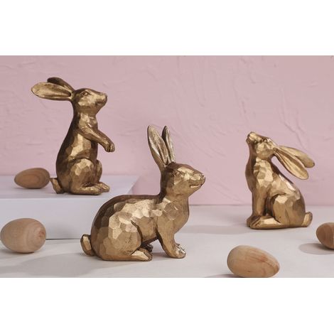 Figurines de Lapin de Pâques en résine Or foncé, Petites Statues décoratives de Lapin de Pâques, Lot de 3, décoration de Table de Lapin de Pâques Vintage, Cadeau (1/5)