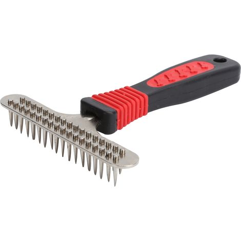Brosse de toilettage en acier inoxydable à double rangée, outil de démêlage pour chiens et lapins. (1/5)