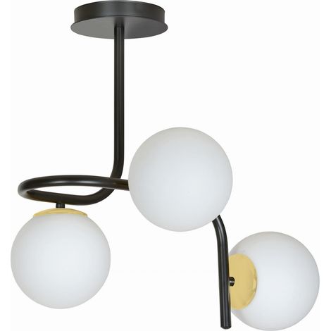 Plafoniera Emibig Ragnar 3 luci E14 nero/bianco vetro (1/5)