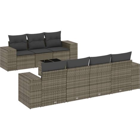 Maison Exclusive - 8-tlg. Garten-Sofagarnitur mit Kissen Grau Pol