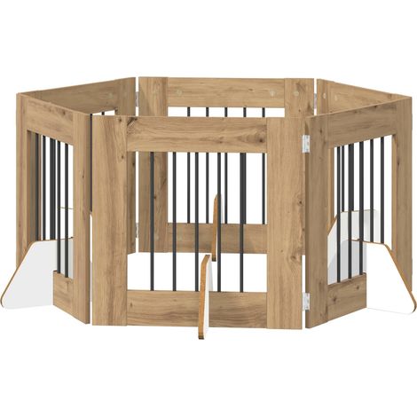 Porte de chien pliable avec supports 6 pcs Chêne artisanal vidaXL