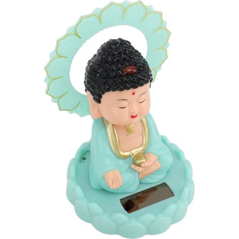 Nickender Buddha, im Dunkeln leuchtend, solarbetrieben, drehbarer Kopf, Maitreya-Figur mit Kreis und Duft, Armaturenbrettdekoration (1/5)