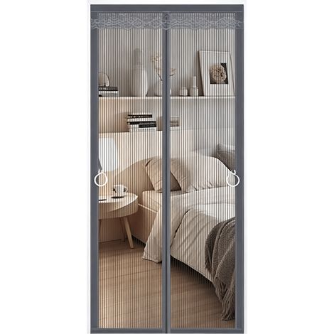 Moustiquaires pour Portes 90x200cm, Anti Moustiquaire Porte Magnétique, Très Fine Fermeture Automatique, Installation sans Outil Facile, pour Porte de Balcon, Salon