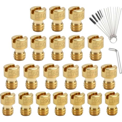 21 Stück M4 Vergaser Düsen Set mit 16 Reinigungsnadeln, Hauptdüse Vergaser in den Größen 40-100 kompatibel mit Bing, PWK, Dellorto, Puch, GY6, Keihin PE, CVK Vergaser (1/5)