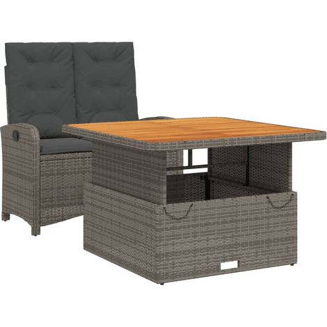 Ensemble à manger de jardin et coussins 2 pcs,Salon de jardin gris rotin CFW36319 (1/5)