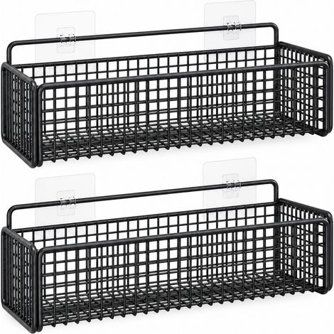 Bathroom Wall Shelf 2 Without Drilling Black 36 cm (1/5)
