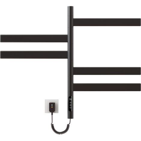 Sèche-serviettes électrique noir, sèche-serviettes intelligent rotatif à 180° avec température constante, sèche-serviettes 230 V