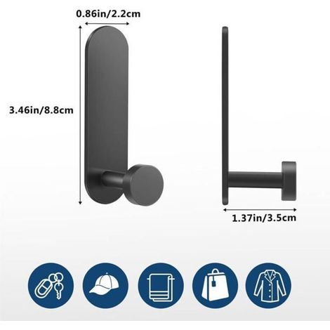Ganci autoadesivi – Non specificato – Confezione da 4 – Extra resistenti – Alluminio – Nero – Appendiabiti (1/4)